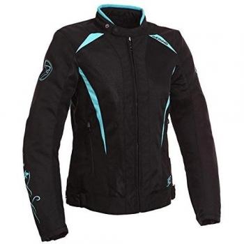 BERING Lady Keers Chaqueta de Moto para mujer, color Negro/Turquesa, talla T2/40FR