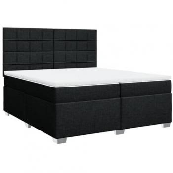 Cama box spring con colchón tela negro 200x200 cm