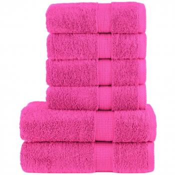 Set de Toallas SOLUND 6 Piezas 100% Algodón Rosa 600 GSM