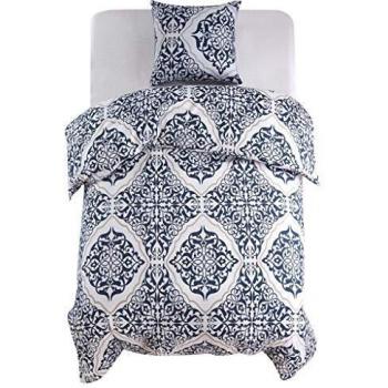 vidaXL Funda Nórdica Cama 2 Piezas Diseño Clásico 135x200/80x80cm Azul Marino