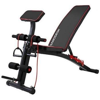 SANODESK Banco Musculación de Pesas Ajustable Multifuncional para Fitness Máquina Gimnasio Hogar para Entrenamiento de Cuerpo Entero Banco Abdominales Plegable Banco Gimnasio