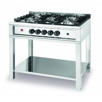 Cocina a gas 5 quemadores con estructura abierta, 15.6 kW, acero inoxidable
