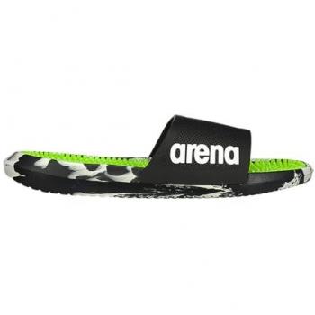 Chanclas Arena Marco Bi Slide, Mocasín Penny Unisex Adulto, color negro blanco lima, talla 45 EU, diseño de masaje para piscina