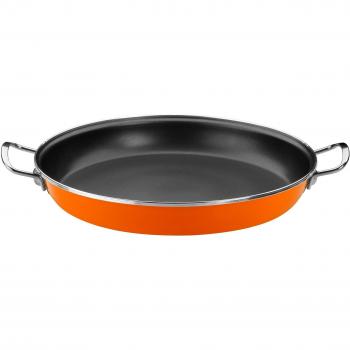 Monix Mandarina - Paellera 32 cm de acero esmaltado naranja con antiadherente Teflon® Classic.