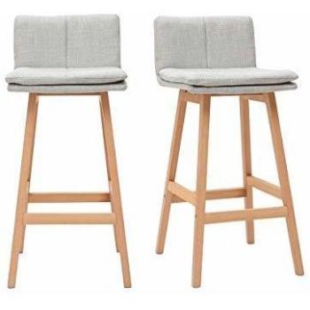 Taburete de bar Miliboo de madera y gris perla 65cm, lote de 2, modelo JOAN