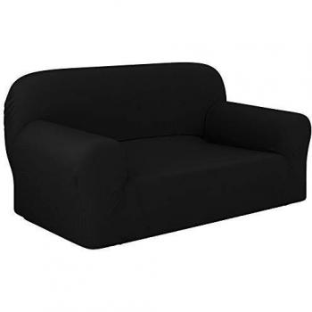 Dreamzie - Fundas Sofa Elasticas 2 Plazas - 60% Algodón Reciclado - Certificada Oeko-Tex® sin Productos Químicos - Fabricada en España - Negro