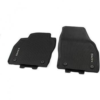 Skoda 658061502 Alfombrillas para Todo Tipo de Clima, 2 Alfombrillas de Goma Delanteras, Negras, con Texto Kamiq