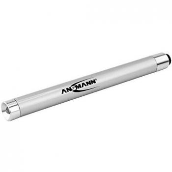Bolígrafo LED de aluminio ANSMANN X15, linterna LED tipo bolígrafo, 15 lm, color plateado, dimensiones 13,4 x 1,3 x 1,3 cm