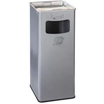 Contenedor de Basura y Cenicero Combinado 53 Litros, Acero Inoxidable, Plata