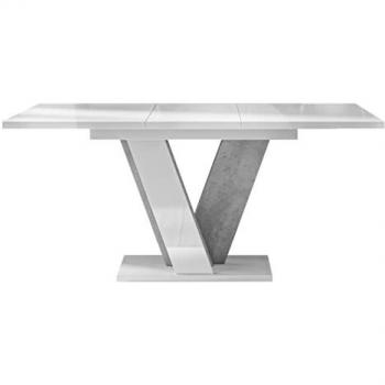 Mesa Extensible Goodyear 125, Aglomerado Laminado, Blanco Brillante y Gris, 120 x 90 x 75 cm