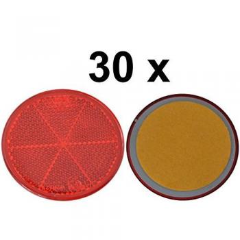 FKAnhängerteile 30 x Reflector – Reflector – pegar – Diámetro 60 mm – rojo – Certificado E
