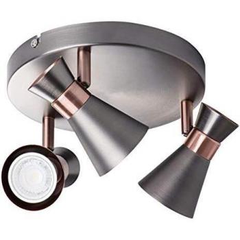 Aplique de pared orientable Mileno GU10 3 luces plata cobre