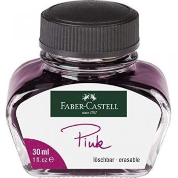 Faber-Castell Tintero de 30 ml en color rosa para plumas con convertidor, tinta real y borrable