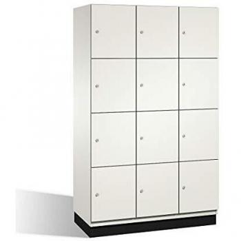 Armario de Compartimentos Bajo Llave C+P Cambio con Puertas de Acero, 3 Departamentos, Blanco, 1200 mm de Ancho