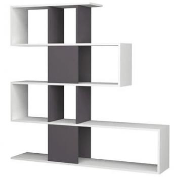 Librería Bifacial 4 Niveles 9 Compartimentos Blanco Gris 145x29xh.145 cm