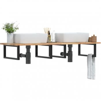 Estante de lavabo de pared acero y madera maciza de acacia Vidaxl Marrón