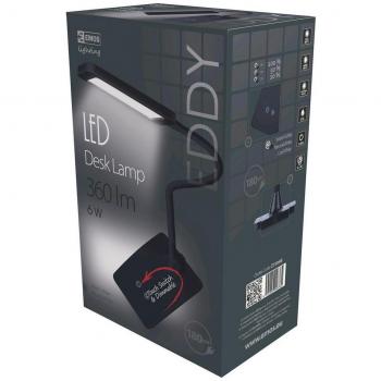 Lámpara de Escritorio LED Eddy Negra 6W, 360 lm, Regulable y con 3 Temperaturas de Color