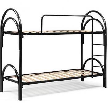 Litera Individual Valico de Hierro con Cabecera Redonda, 80x190 cm, Negro, Hecho en Italia
