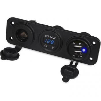 Cargador USB Dual para Coche y Motocicleta con Voltímetro, Adaptador de Enchufe para Encendedor de Cigarrillos 12V, 5V 4.2A