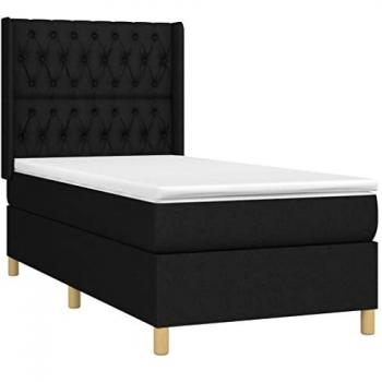 Cama box spring colchón y luces LED tela negro 90x200 cm vidaXL - Negro