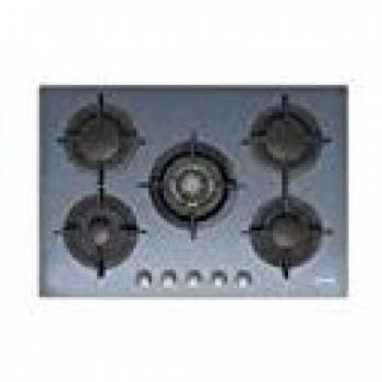 Candy CVG75SWGX Encimera gas 5 quemadores 2500 W, Vidrio Templado, Acero Inoxidable