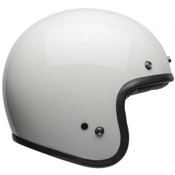 BELL Casco Jet Custom 500 Blanco - Casco de moto, diseño clásico, calota externa de fibra de vidrio, forro interior desmontable y lavable, sistema de ventilación eficiente, homologado para uso en carretera
