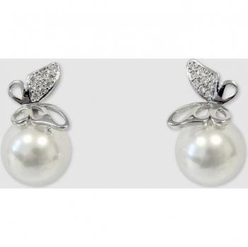 Pendientes Zirconia Night Light con rodio y perlas