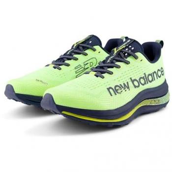Zapatillas de trail running New Balance FuelCell SuperComp para hombre, color verde lima y azul marino, talla 40.5 EU