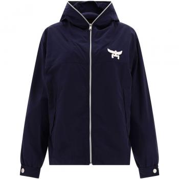 MCM Women's Laurel Windbreaker in Blue, Size Small, Color Navy, Material: Econyl