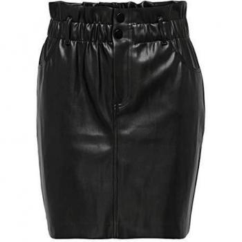 Only Onlmaiya Faux Leather Mini Skirt with Pockets for Women - Black - Size L