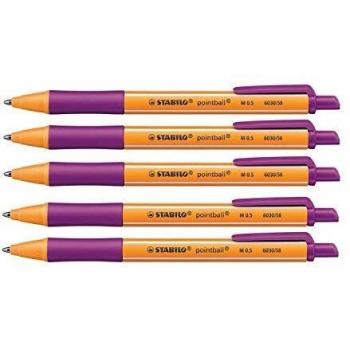 Boligrafo stabilo pointball 05 mm retractil lila