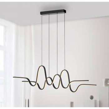 Lámpara Colgante LED Altitude Paul Neuhaus, negra, 125 cm, dimmable, Warmweiß, función Simply Dim y Comfort Lift