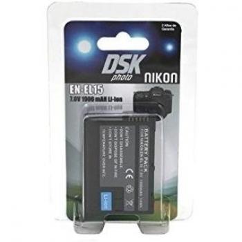 SilverHT 40546 - Batería de cámaras de fotos para ENEL 15 Nikon de 1900 mAh, color negro. Compatible con NIKON: 1 V1, D500, D600, D610, D7000, D7100, D7200, D750, D7500, D800, D800E, D810, D810A, D850
