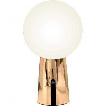 Lámpara de Mesa Olimpia Pro con Acabado Oro Brillante, Recargable, Portátil, Control Táctil, Atenuador 3000 K, Altura 26 cm