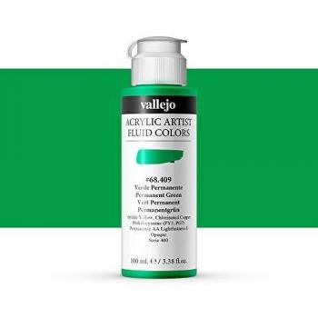 Vallejo : Fluid Artist Acrylic Paint : 100ml : Permanent Green