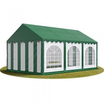 Carpa para fiestas 3x6 m PVC 750, verde oscuro-blanco, con base reforzada
