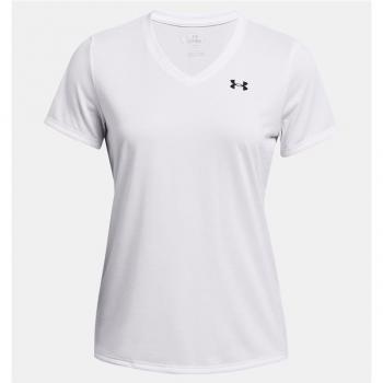 Camiseta de fitness Under Armour Tech V Solid Short Sleeve T-shirt Blanco L Mujer