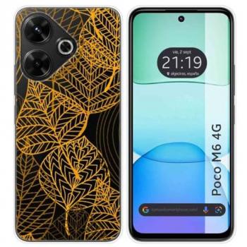 Funda Silicona Transparente Diseño Hojas para Xiaomi Poco M6 4G