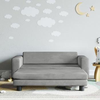 Sofá infantil reposapiés gris claro 100x50x30 cm terciopelo