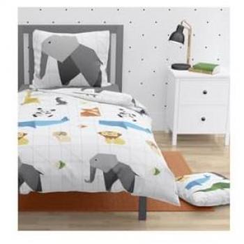 Juego de funda nórdica infantil Roupillon Origatoon Elefante Blanco 140 x 200 cm 2 Piezas 100% Algodón