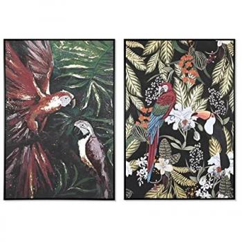 Cuadro Loro Tropical DKD Home Decor 83 x 4,5 x 122,5 cm (2 Unidades)