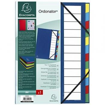Exacompta 55342E - Clasificador tapa dura lomo extensible 12 compartimentos, azul