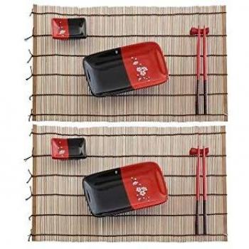 Set de Sushi DKD Home Decor Cerámica Bambú