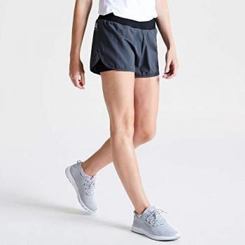 Dare2B Outrun Corto Deportivo, Tejido Ligero De Secado Rápido, con Pantalón Interior Elástico Shorts, Mujer, Ebony Grey/Black, 18