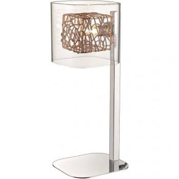 Lámpara de mesa NOTTINGHAM de cobre con 1 luz, malla en cromo y vidrio, tipo G9