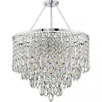 Lámpara colgante Pescara de cristal y cromo pulido, 5 luces, tipo E14