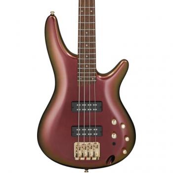 Ibanez SR300EDX Electric Bass Guitar, Black Ice Frozen Matte/Rose Gold Chameleon