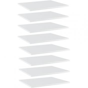 High Gloss White Bookshelf Boards - 8 pcs, 60x50x1.5 cm, Engineered Wood