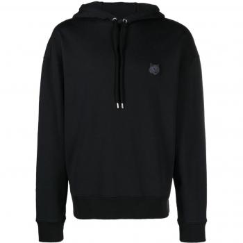 Maison Kitsuné Men's Bold Fox Head Cotton Hoodie in Black | Size Small