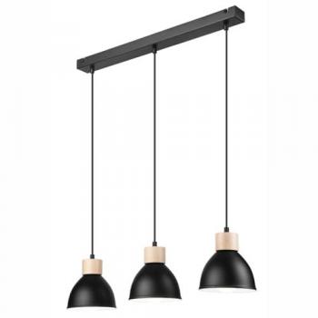 Lámpara de Suspensión Nico - Metal y Madera, Color Negro, 80x70x15 cm